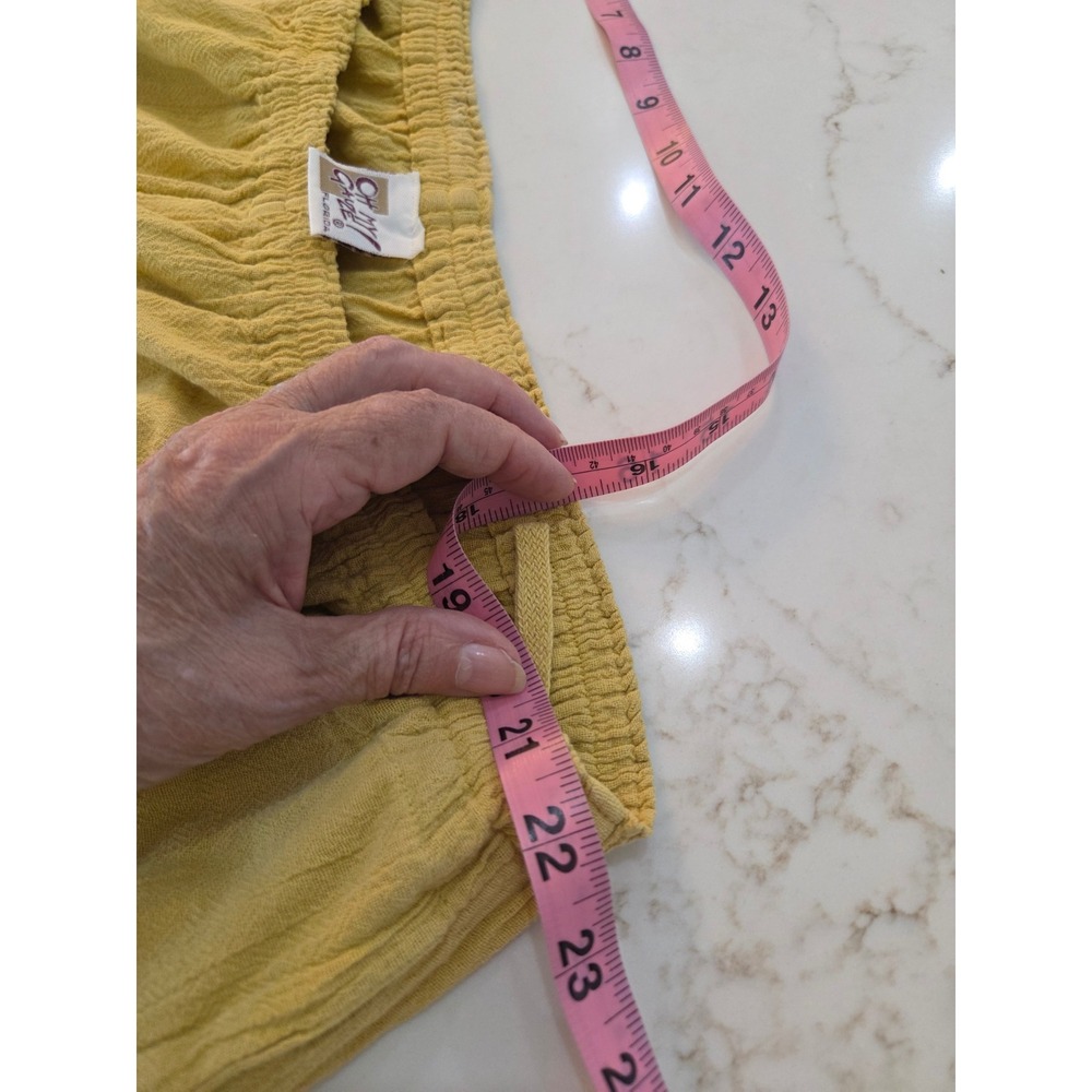 Oh My Gauze! Tapered Pants Size 3 Yellow Cotton Elastic Waist Lagenlook Boho - Picture 8 of 10